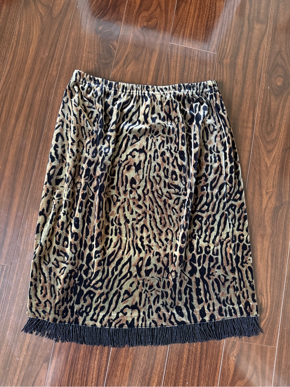 Vintage leopard velvet skirt with fringe Clio size medium
